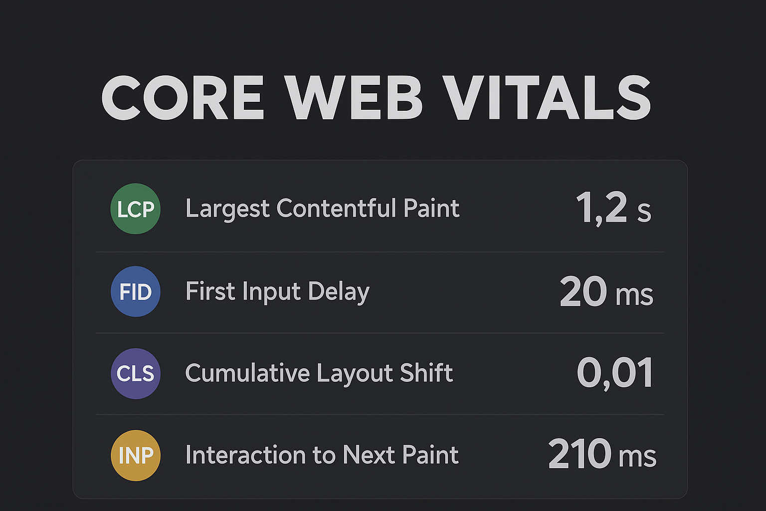 Web Core Vitals Dashboard